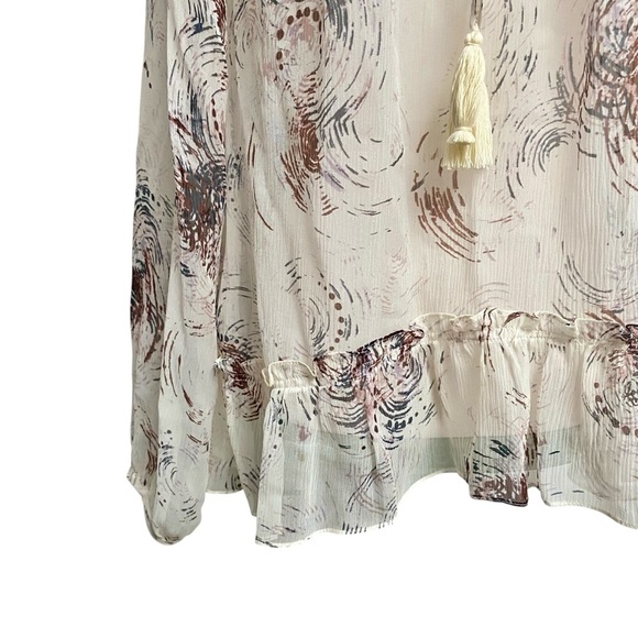 Elizabeth and James Silk Ruffle Peasant Blouse Size S Cream Boho Designer Top - Picture 4 of 13